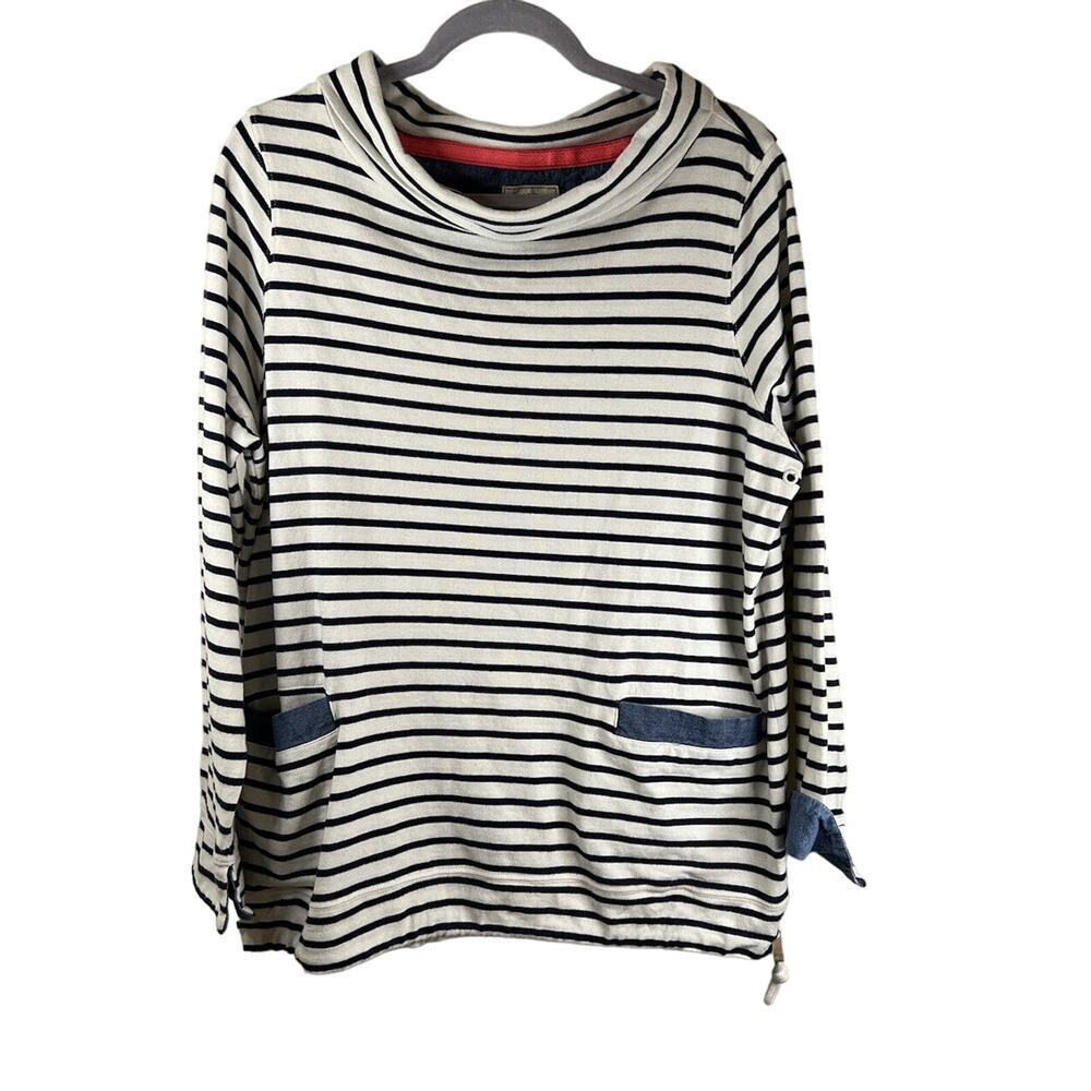 Mariners Grade Women's White and Blue Striped Blouse Size 14 w/Pockets